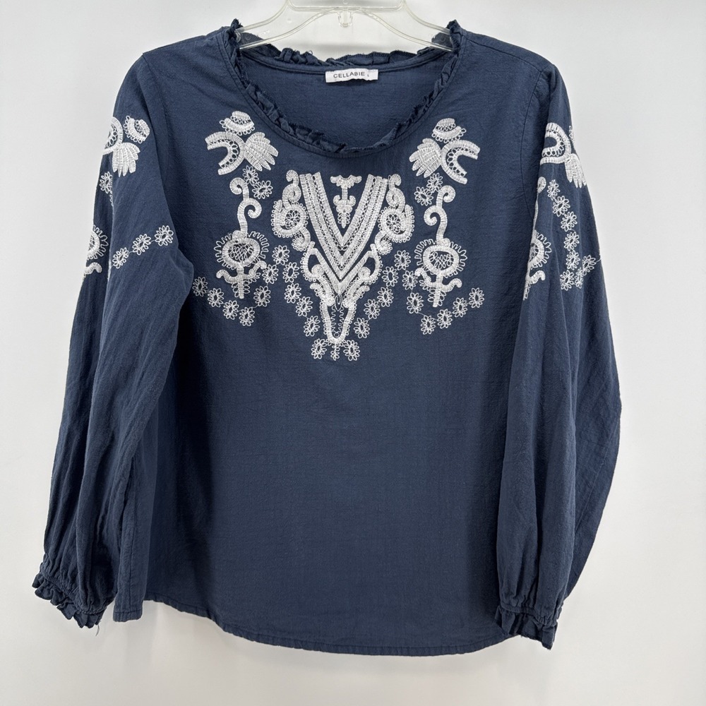 Cellabie L‎ Navy w/White Embroidery Long Sleeve Tunic